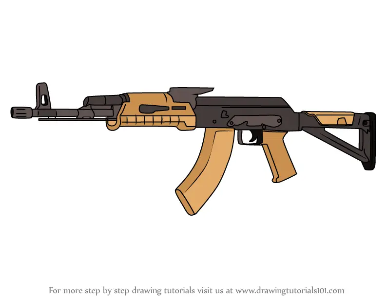 Step by Step How to Draw AK74M Assault Rifle from Rainbow Six Siege