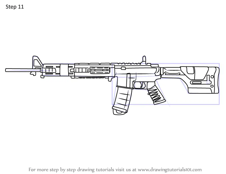 Step by Step How to Draw C7E AR from Rainbow Six Siege ...