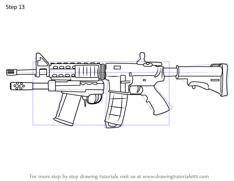 Step by Step How to Draw C8-SFW AR from Rainbow Six Siege ...