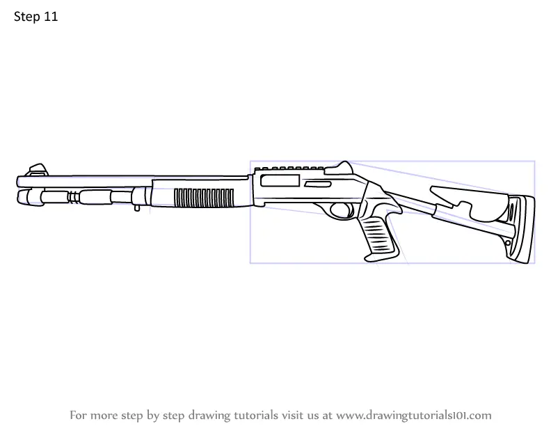 Step by Step How to Draw M1014 Shotgun from Rainbow Six Siege
