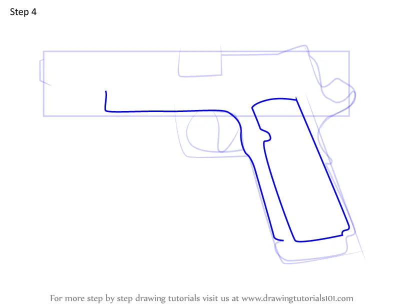 Step by Step How to Draw M45 MEUSOC Handgun from Rainbow Six Siege ...