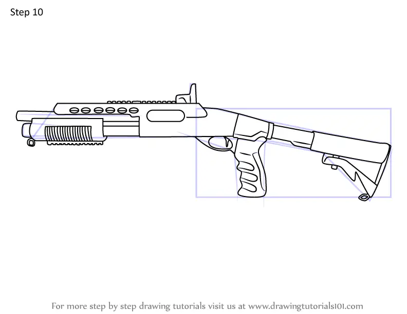 Step by Step How to Draw M870 Shotgun from Rainbow Six Siege ...