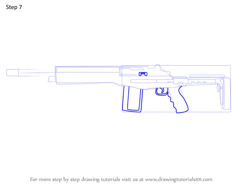 Step by Step How to Draw Mk 14 EBR MR from Rainbow Six Siege ...