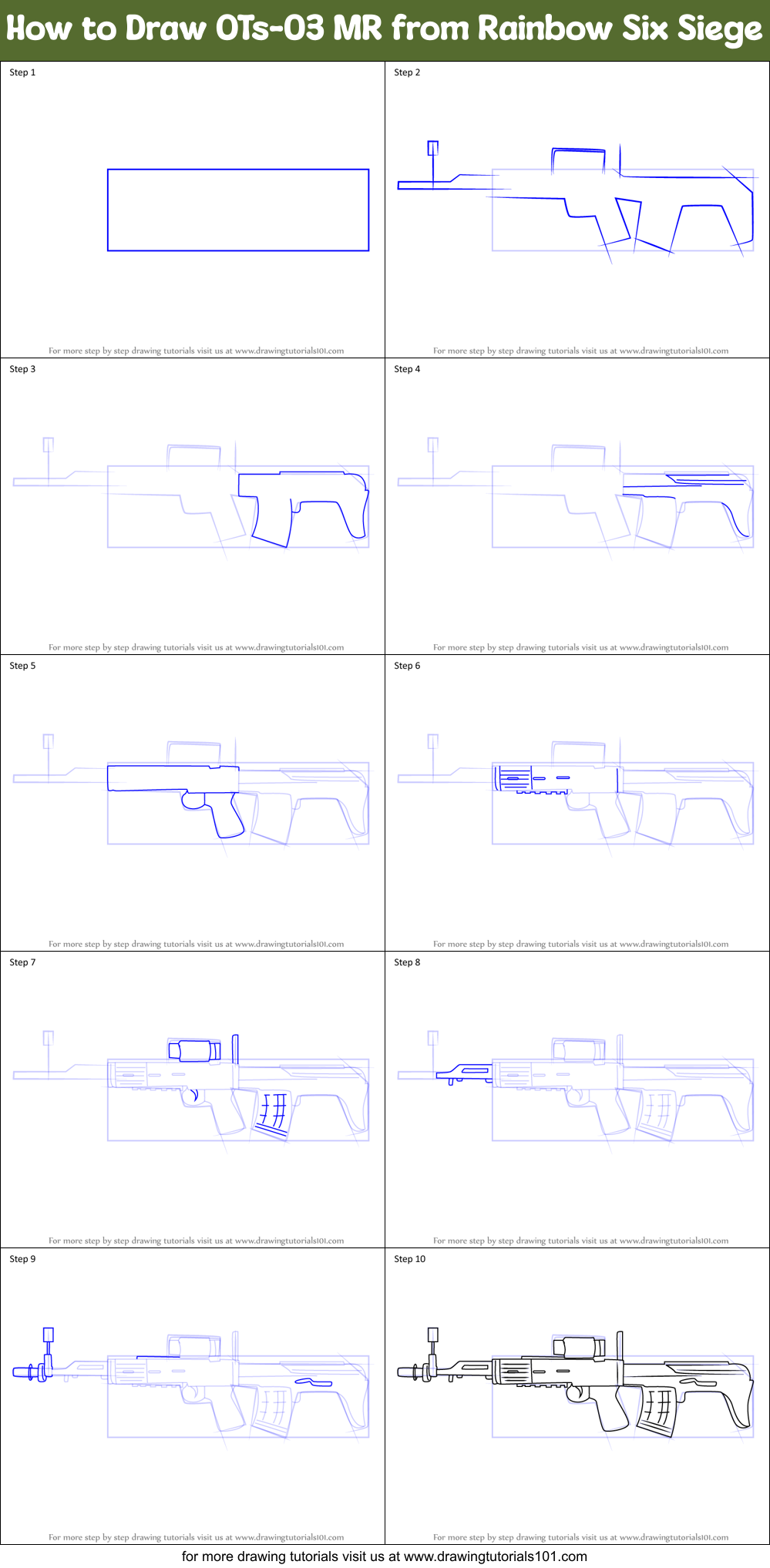 How To Draw Ots-03 Mr From Rainbow Six Siege Printable Step By Step 