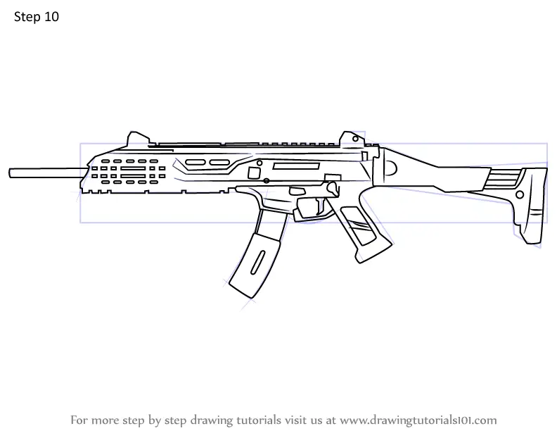 Learn How to Draw Scorpion EVO 3 A1 SMG from Rainbow Six Siege (Rainbow ...