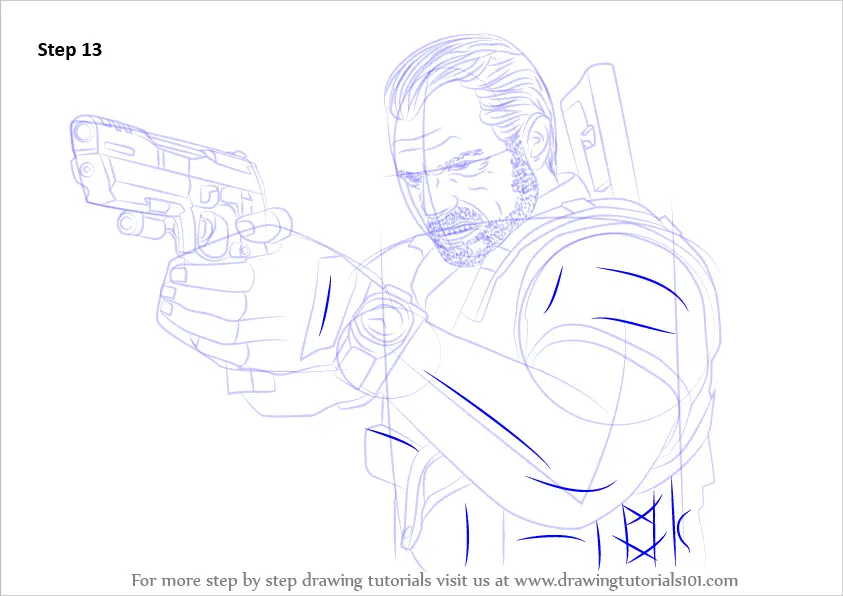 Step by Step How to Draw Barry Burton from Resident Evil