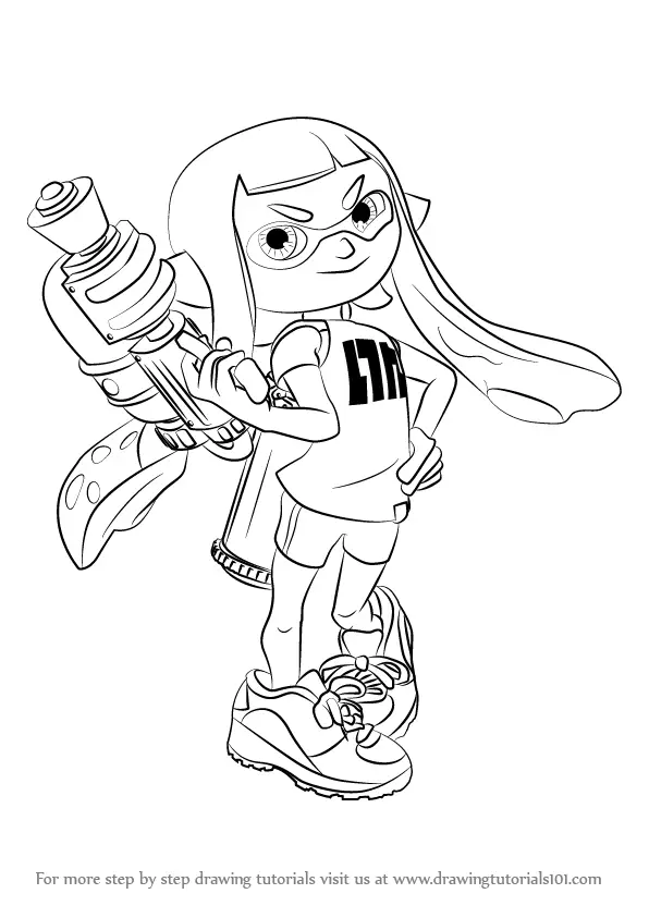 Learn How To Draw Inkling Female From Splatoon Splatoon Step By Step Drawing Tutorials 7236
