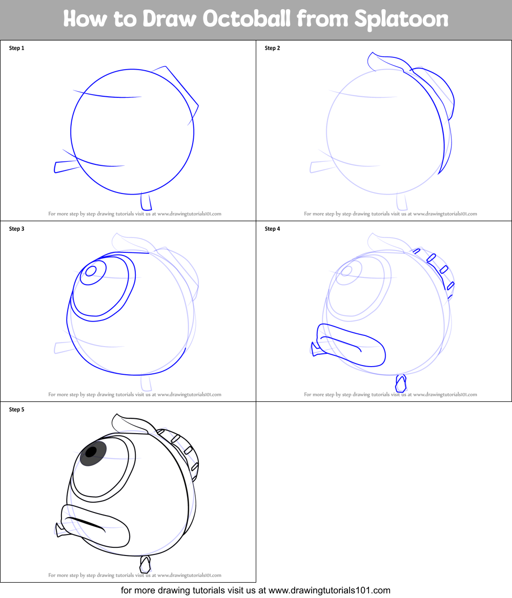 How to Draw Octoball from Splatoon printable step by step drawing sheet ...