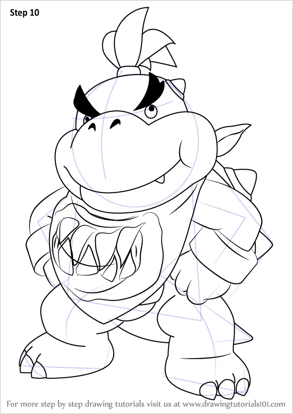 Learn How to Draw Bowser Jr. Standing from Super Mario (Super Mario