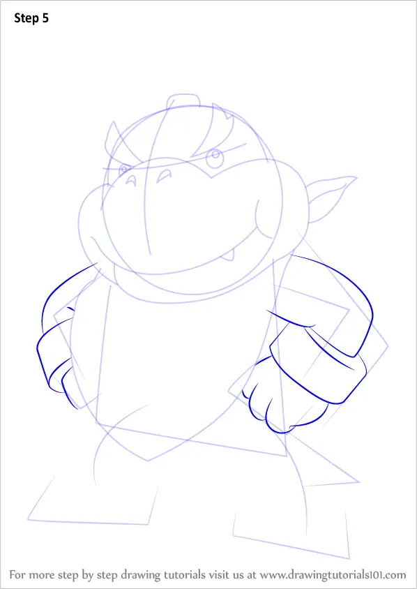 How To Draw Bowser Standing From Super Mario Printable Step By Step ...