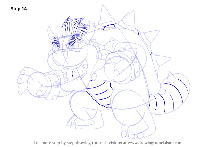 Step by Step How to Draw Bowser from Super Mario