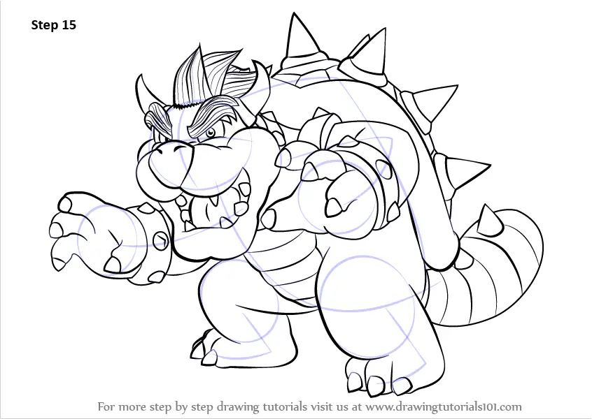 Learn How to Draw Bowser from Super Mario (Super Mario) Step by Step