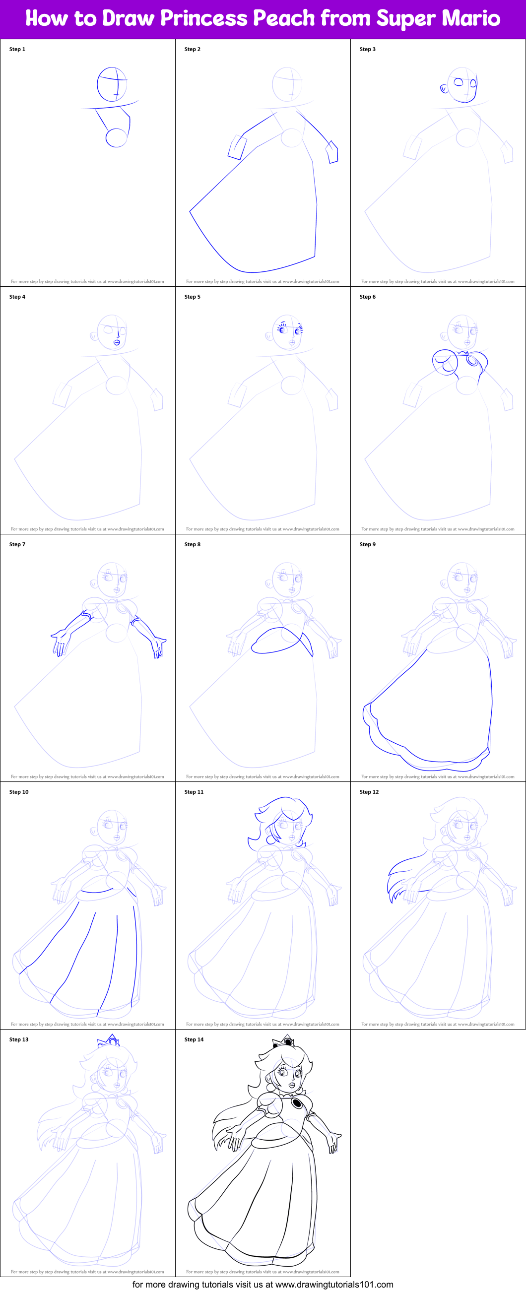 How To Draw Princess Peach Step By Step Drawing Guide - vrogue.co