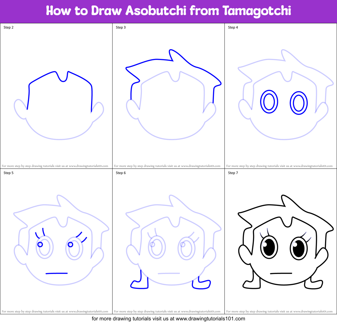 How to Draw Asobutchi from Tamagotchi printable step by step drawing ...