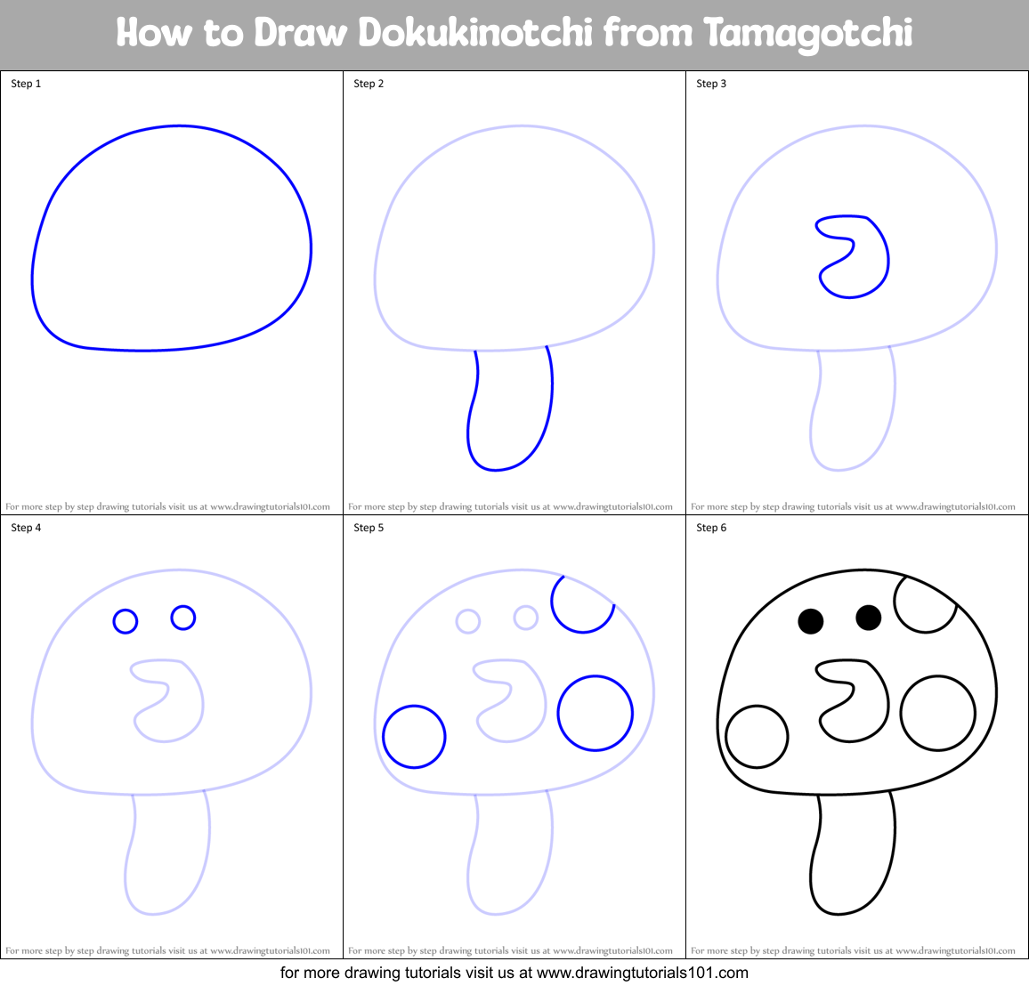 How to Draw Dokukinotchi from Tamagotchi printable step by step drawing ...