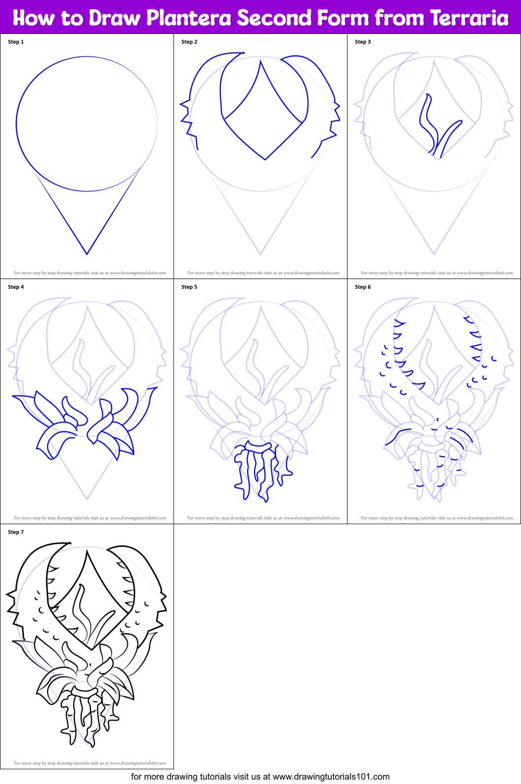 How to Draw Plantera Second Form from Terraria printable step by step ...