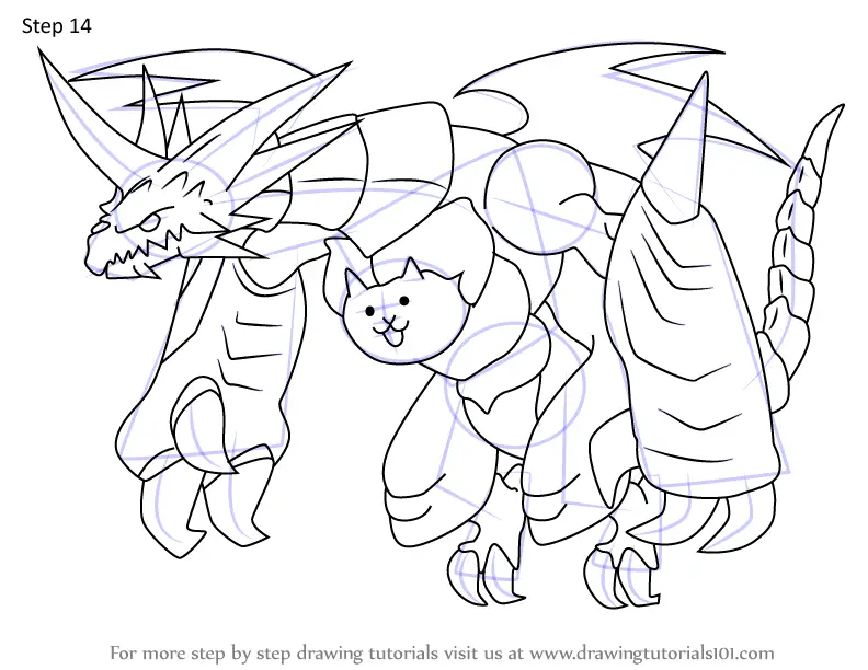 Step by Step How to Draw Bahamut Cat from The Battle Cats