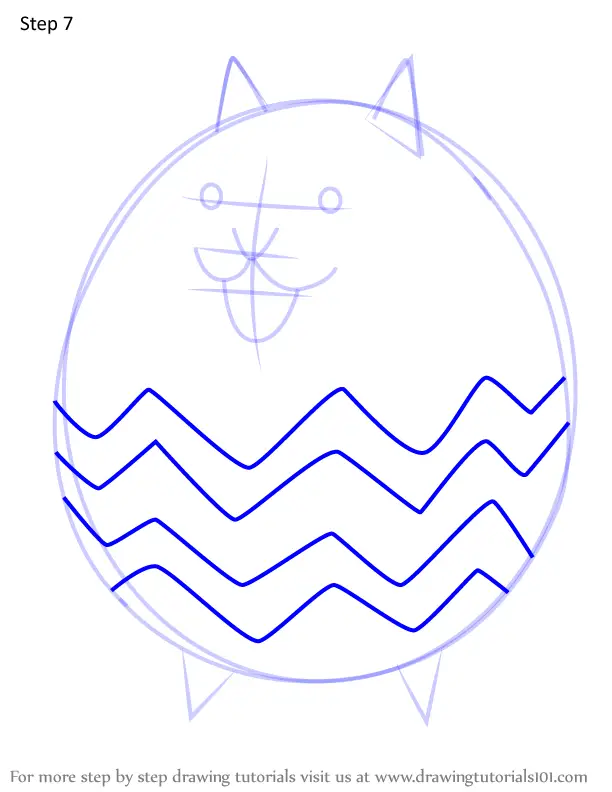 Step by Step How to Draw Eggy Cat from The Battle Cats