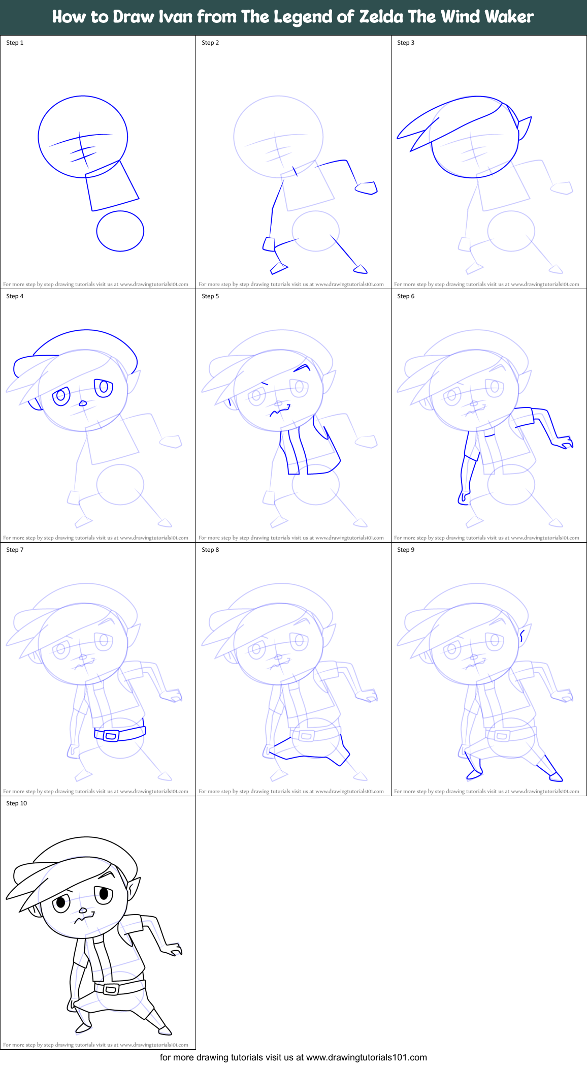 How to Draw Ivan from The Legend of Zelda The Wind Waker printable step ...