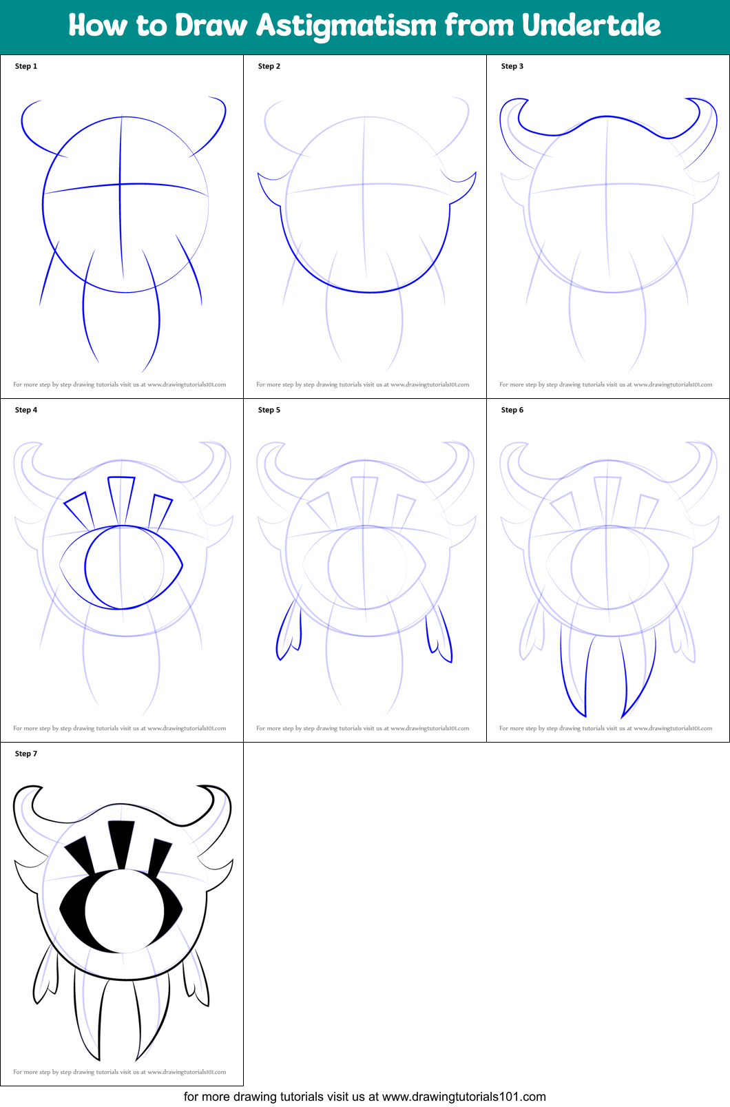 How to Draw Astigmatism from Undertale printable step by step drawing