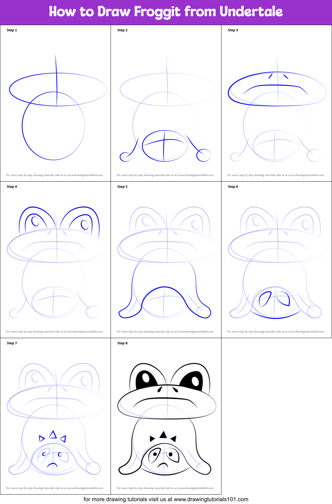How to Draw Froggit from Undertale printable step by step drawing sheet ...