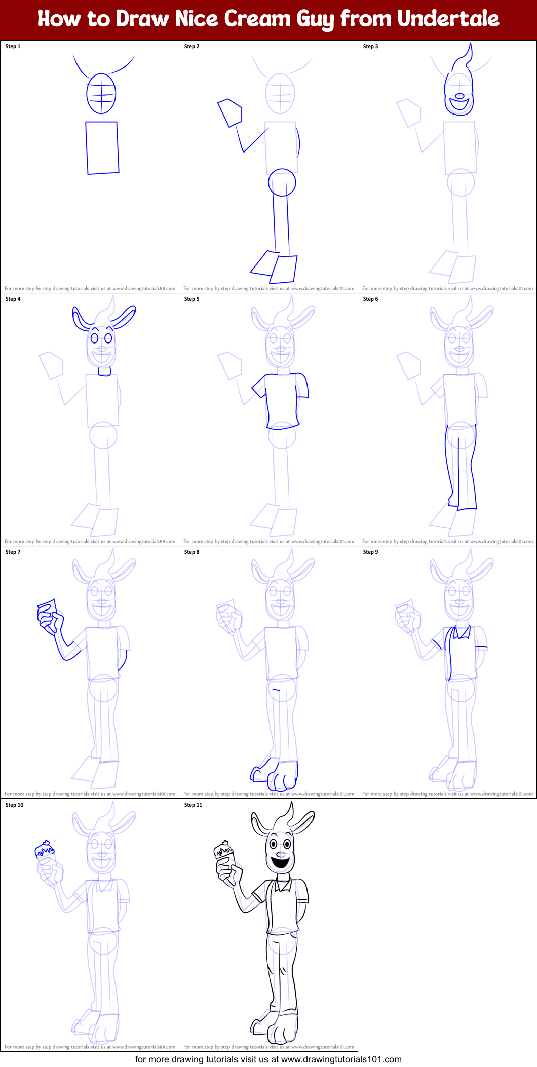 How to Draw Nice Cream Guy from Undertale printable step by step ...