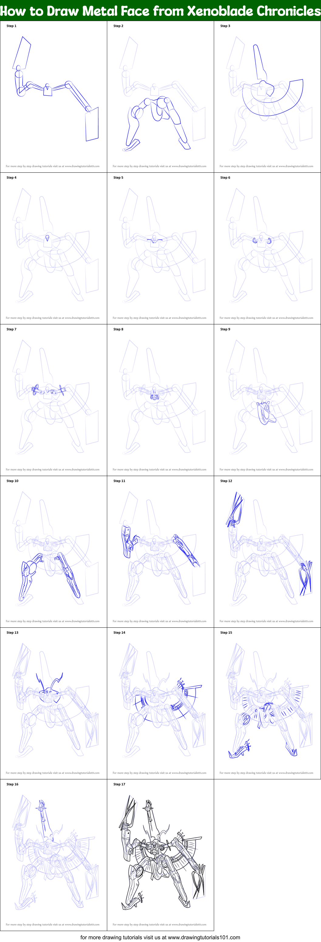 How to Draw Metal Face from Xenoblade Chronicles printable step by step