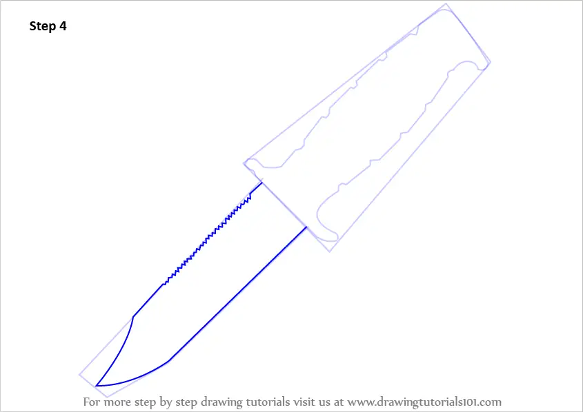 Learn How to Draw a Hunting Knife (Knives) Step by Step : Drawing Tutorials