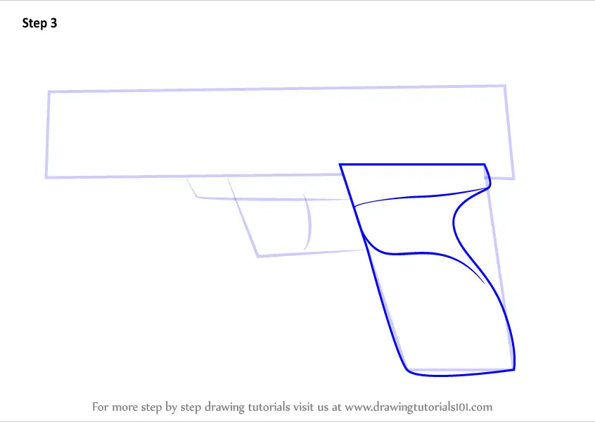 Learn How to Draw a Hand Gun (Pistols) Step by Step : Drawing Tutorials