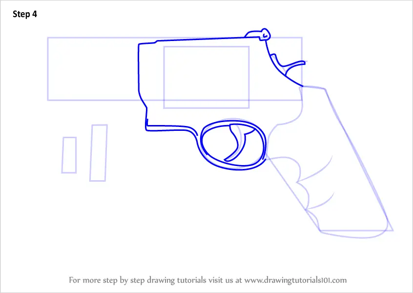 Learn How to Draw Revolver with Bullets (Pistols) Step by Step