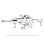 How to Draw a Beretta ARX 100 Assault Rifle