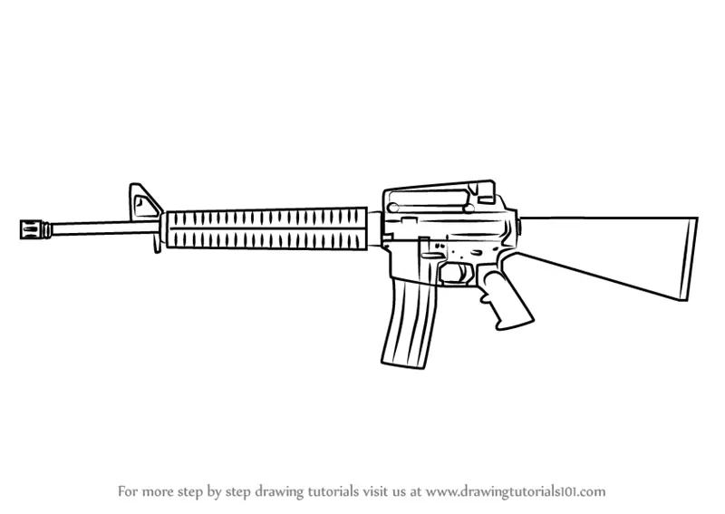 Learn How to Draw a M16 Rifle (Rifles) Step by Step Drawing Tutorials