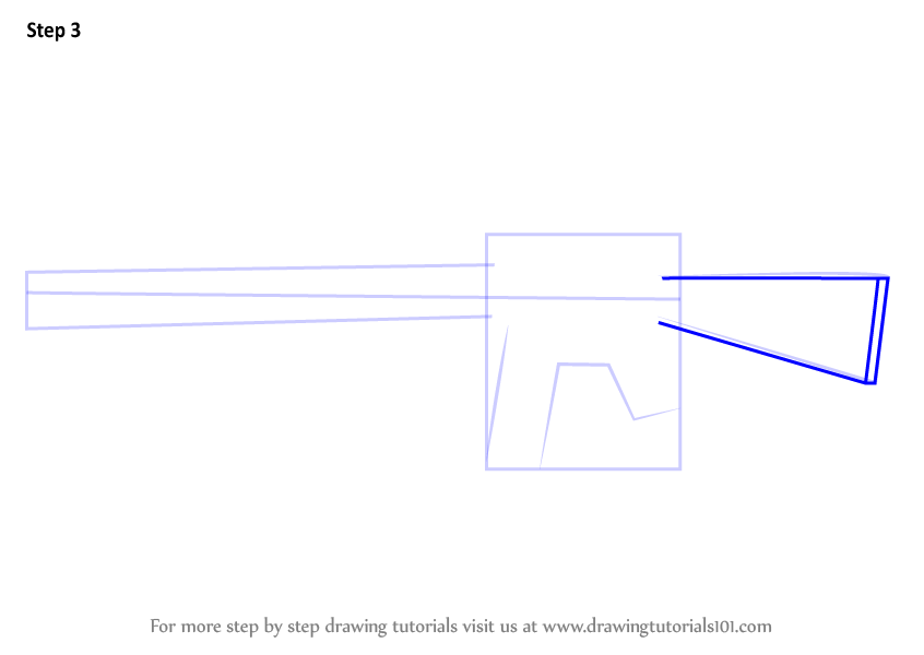 Learn How To Draw A M16 Rifle Rifles Step By Step Drawing Tutorials