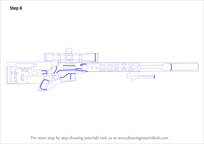 Learn How To Draw A M2010 Enhanced Sniper Rifle (rifles) Step By Step 