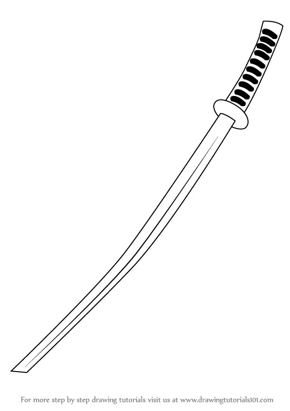 Learn How to Draw a Katana Sword (Swords) Step by Step : Drawing Tutorials